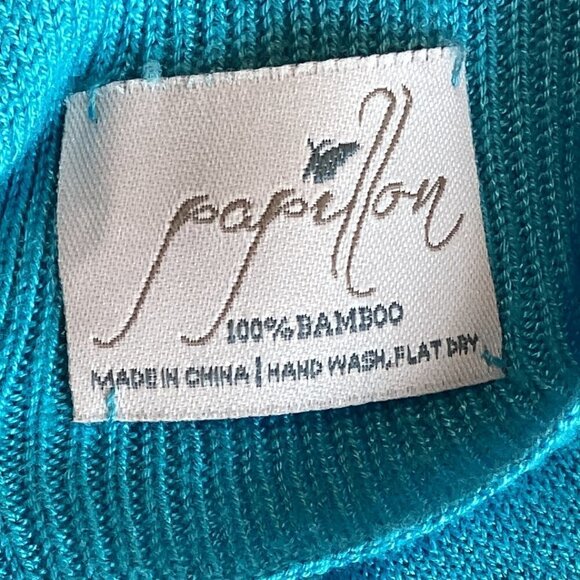 Papillon 3 in 1 bamboo knit scarf wrap cardigan button-up turquoise 254i - Picture 9 of 11